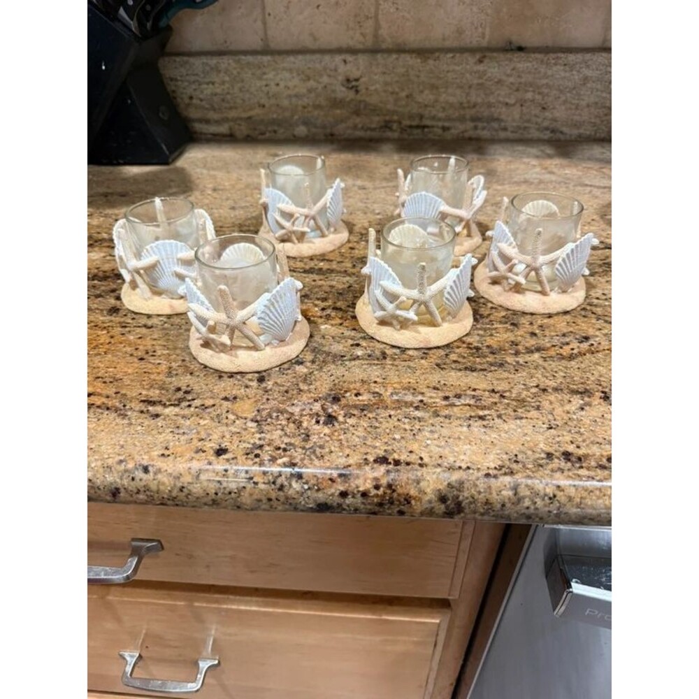 Yankee Candle Votive Tea Light Candle Holder Set 6 Coastal Beach House Decor